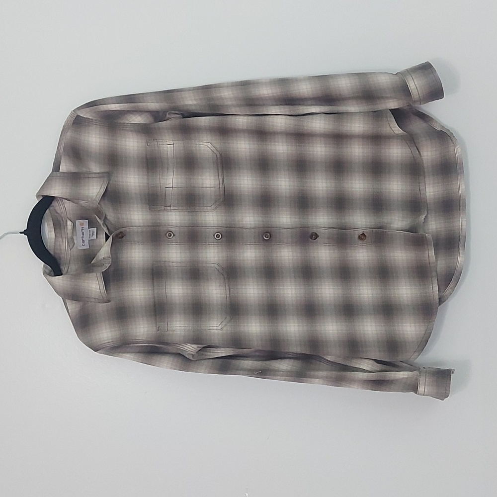 Carhartt Women's Plaid Button Down Shirt - Brown and Cream